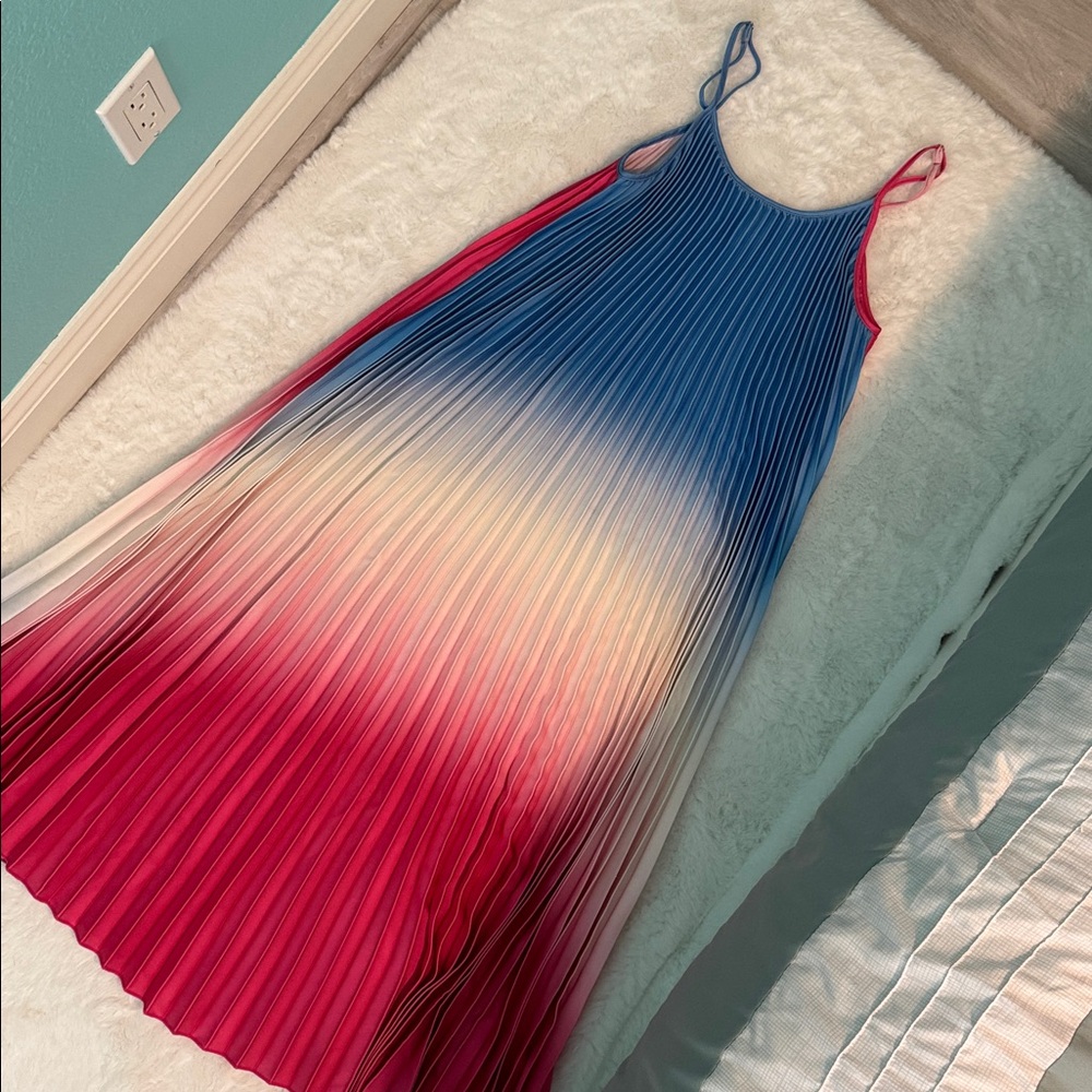 Sam Edelman Pink, Blue, and White Midi Dress